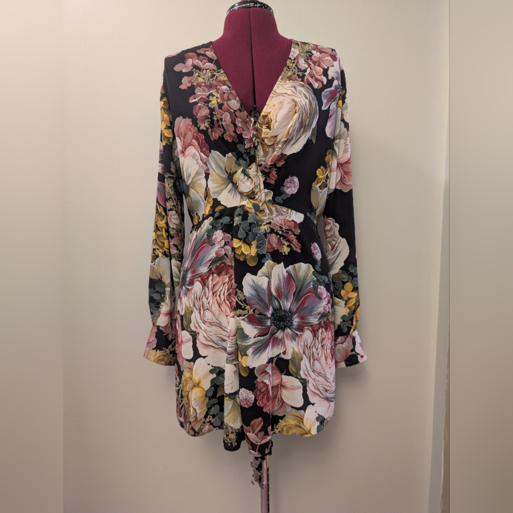 Floral Romper With Long Sleeves
